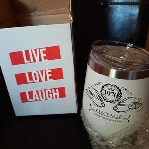 1970 Stainless Steel wine tumbler + shot glass!